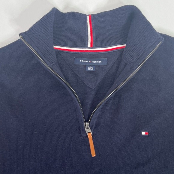 Tommy Hilfiger Mens Sweater 1/2 Half Zip Mock Turtleneck Navy Blue, Sz XL - Picture 10 of 14